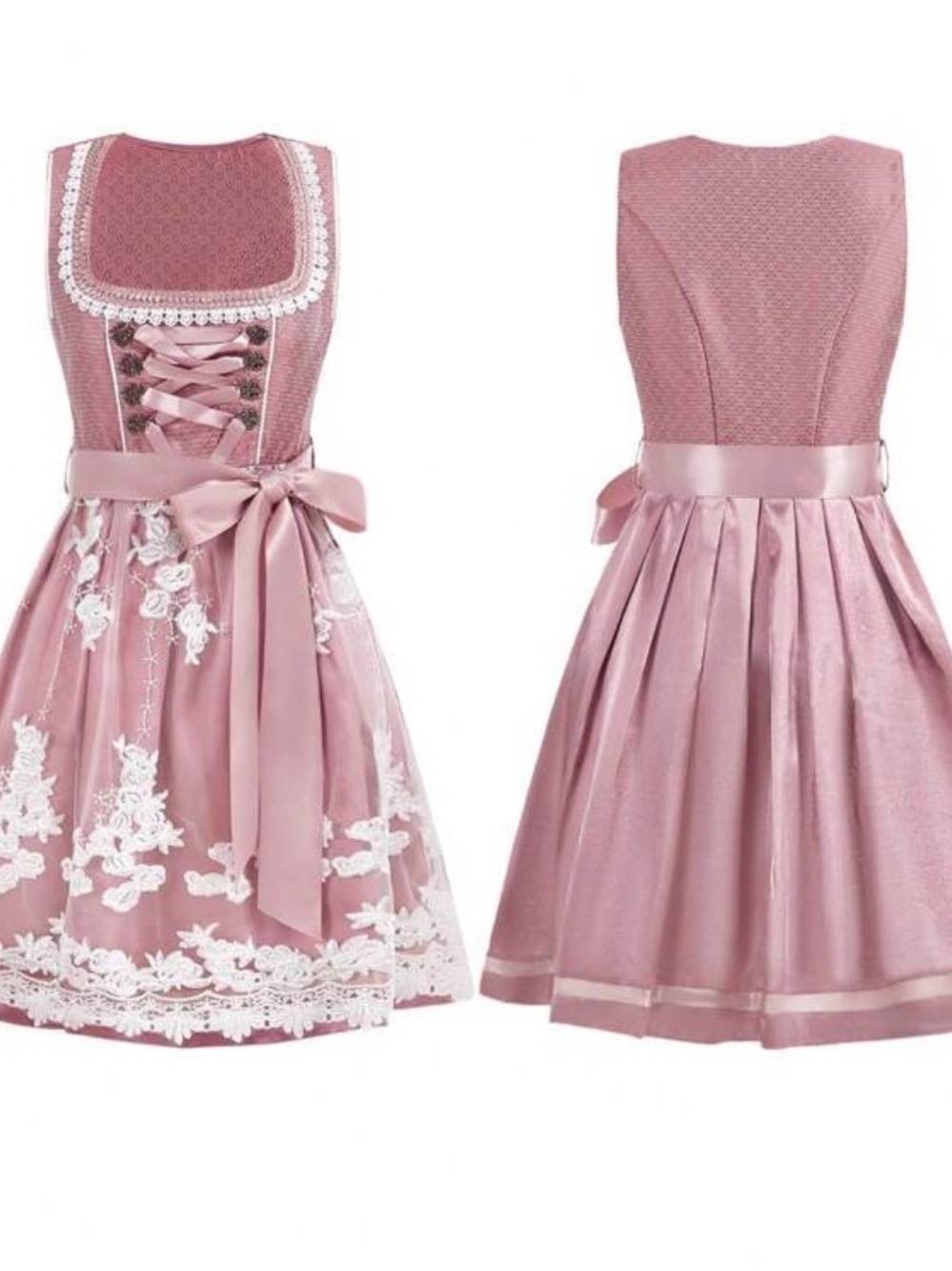 SHEIN Pink Lace Embroidered Oktoberfest Dirndl Costume Dress Size Medium